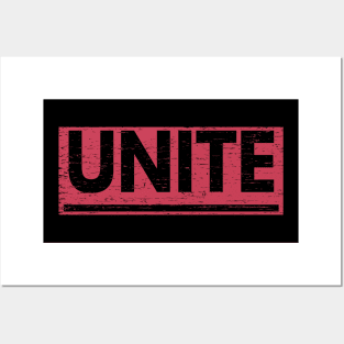 Unite! Typography Red Posters and Art